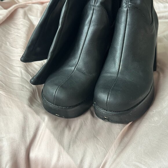 Black Platform Knee-High Boots | Chunky Heel | Size 10 - Picture 3 of 6
